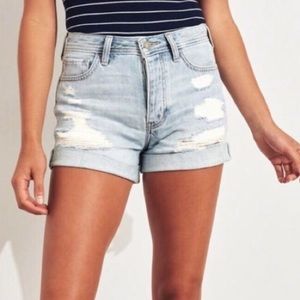 Hollister High-Rise Boyfriend Distressed Shorts